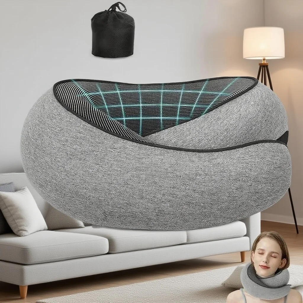 

Travel Soft Neck Pillow Memory Foam Breathable Fabric Cervical Spine Protection Neck Relaxation U-Shaped Pillow For Long Sitting