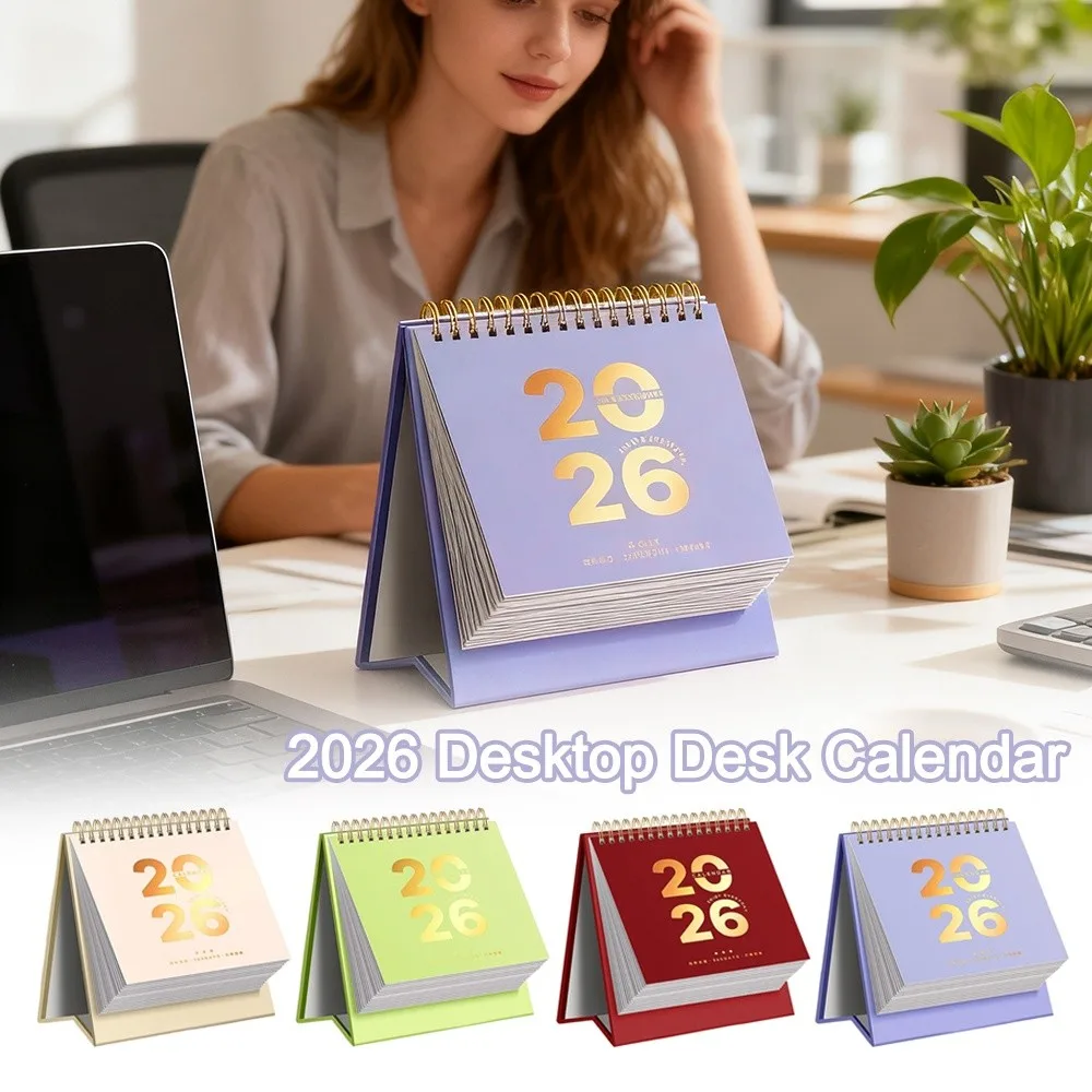 

Standing 2026 Desktop Desk Calendar Time Management Thick Paper Table Calendar Foldable Flip Calendar Office Stationery