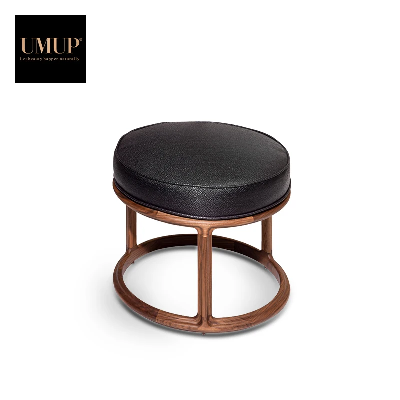 Italian luxury bedroom furniture modern fashion wooden stool dresser leather shoe changing stool