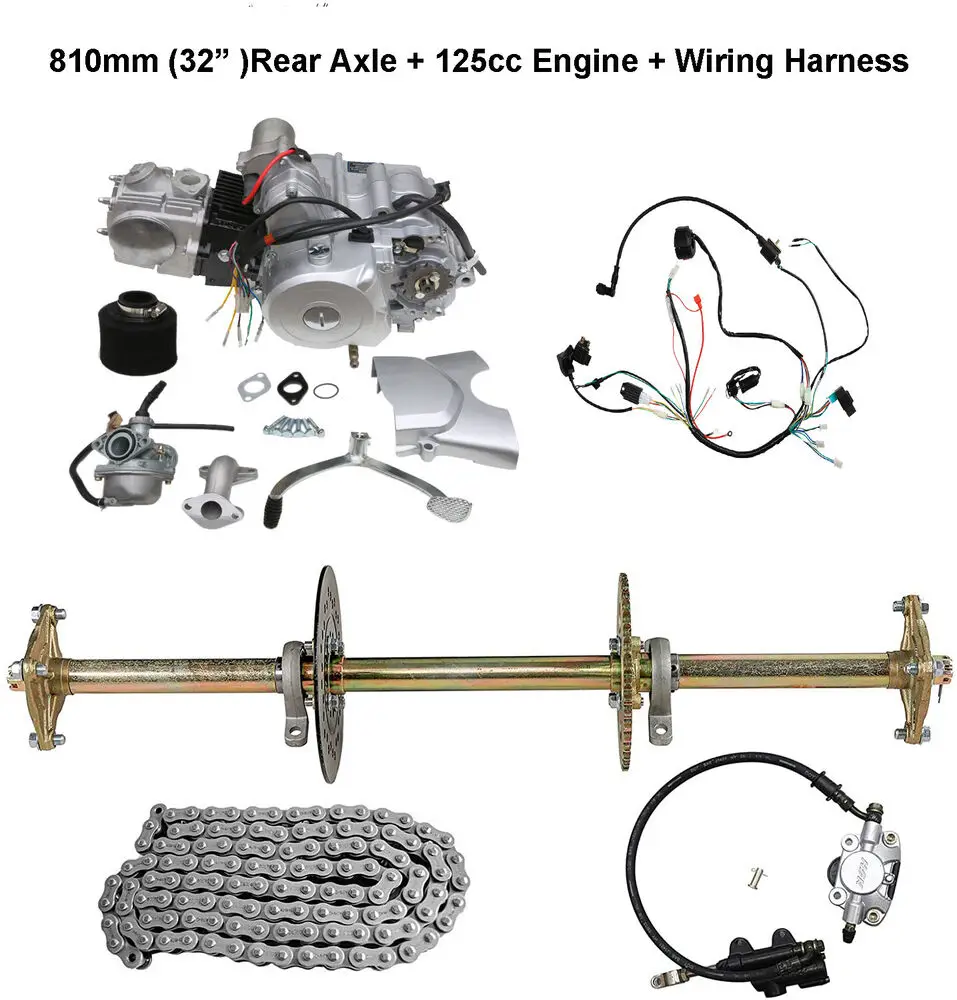 810mm ATV Go Kart Rear Axle Kit + 125cc Semi Auto Electric Start Engine Motor