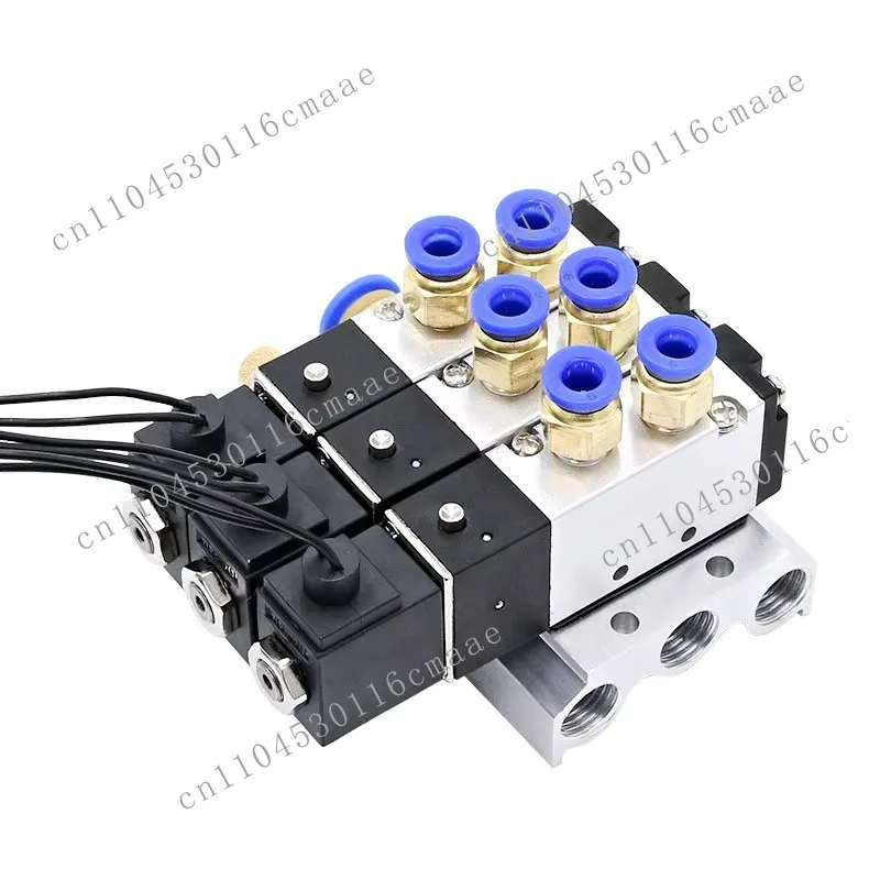 Terminal 4V110-06 24VDC 220VAC 1/8 Inch Pneumatic Control Distributor Manifold 5/2 air Solenoid Valve for Textile Machine