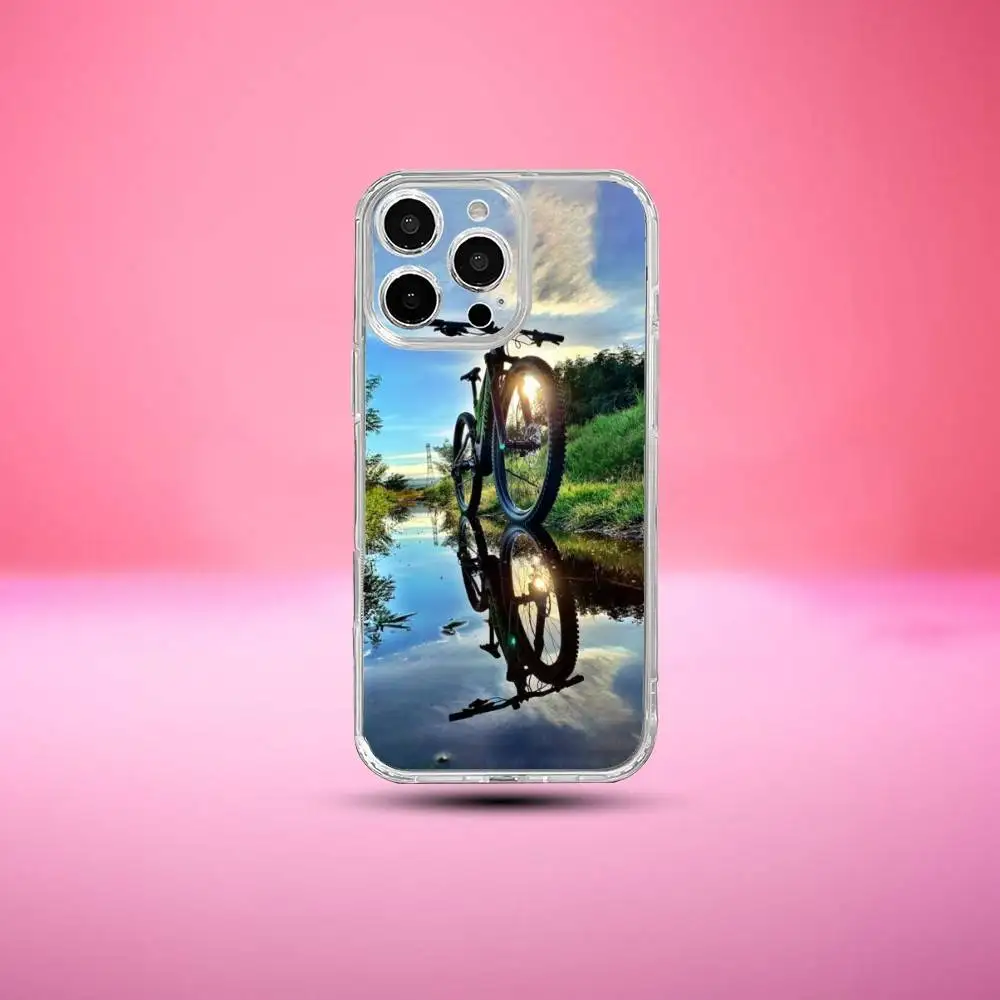 حافظة هاتف للدراجة الجبلية لهاتف آيفون 17,16,15,14,13,12,11 Plus,Pro Max غطاء شفاف ناعم