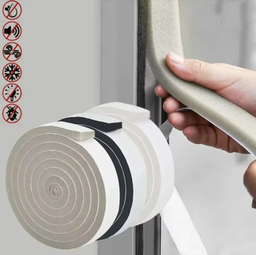 4M Foam Self-adhesive Door Window Sealing Strip Wearable Sliding Dustproof Sponge Strip Soundproof Home Insulation sealing tape