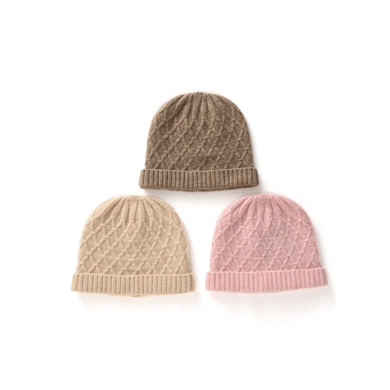 

2025 Winter Unisex 100 Cashmere Hats Outdoor Casual Keep Warm Solid Color Cashmere Knitted Beanie Hat Women /Men Hedging Caps