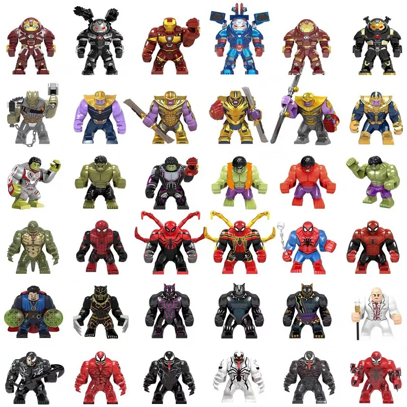 Películas de Marvel, bloques de construcción humanoides móviles, mini muñecas, Venom, estatua de Hulk, juguetes de rompecabezas, regalos de cumpleaños para niños