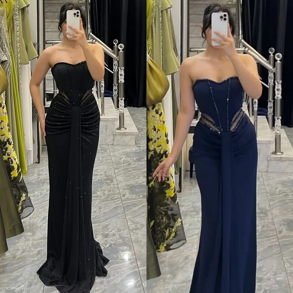 

Индивидуальные современные стильные модные длинные платья русалки без бретелек с бисером и блестками, платья для особых случаев на заказ, доступные размеры, формальные