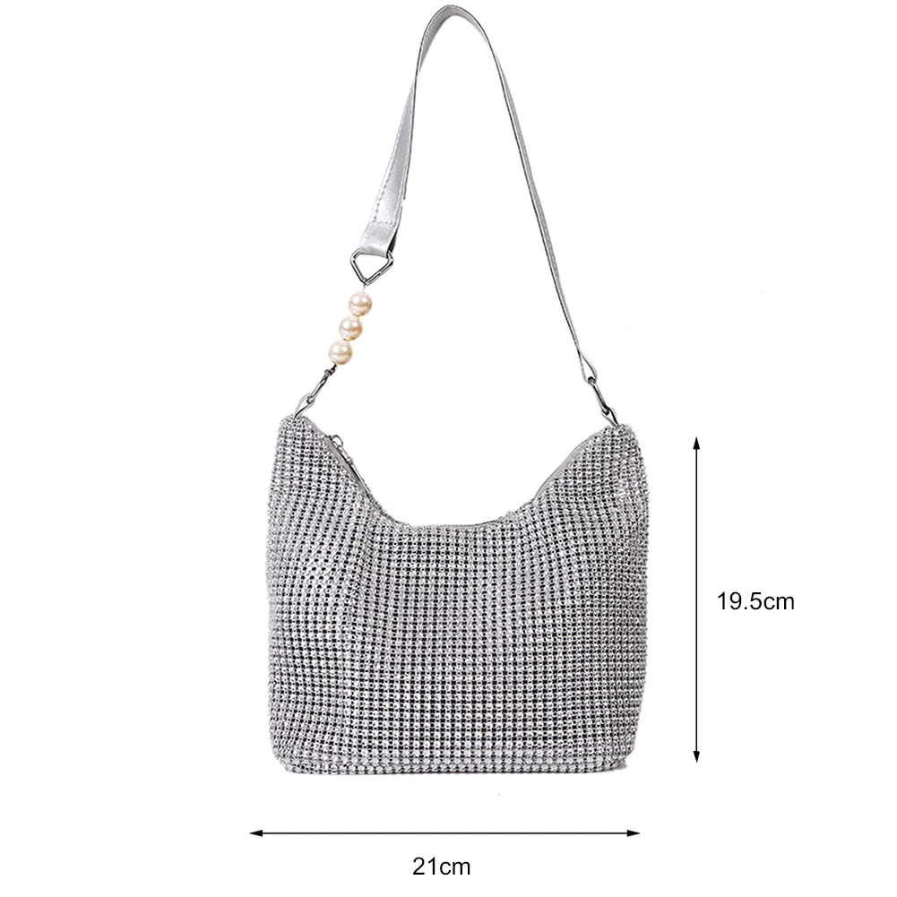 Women INS Fashion Rhinestone Square Bag Ladies Messenger Bag Designer Pearl Chain Shoulder Corssbody Bags Сумка Женская Багет