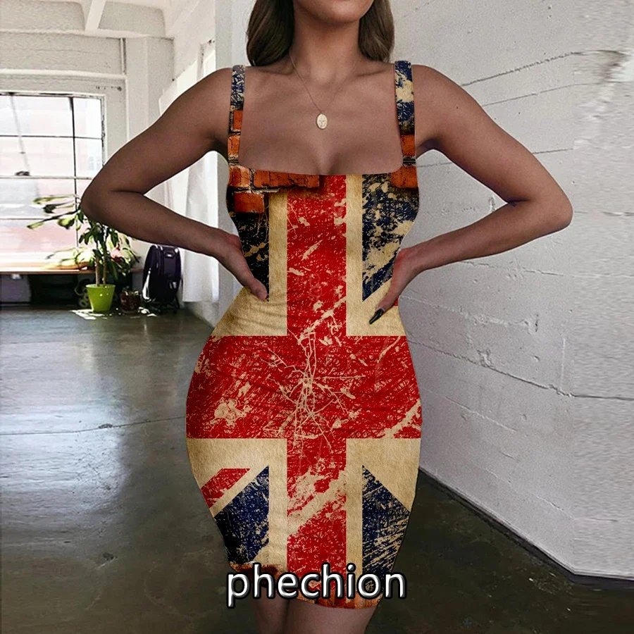 

phechion National Flag 3D Print Dress Women Halter Sleeveless Fashion Ladies Dresses Novel Sexy Womens Clothing G70