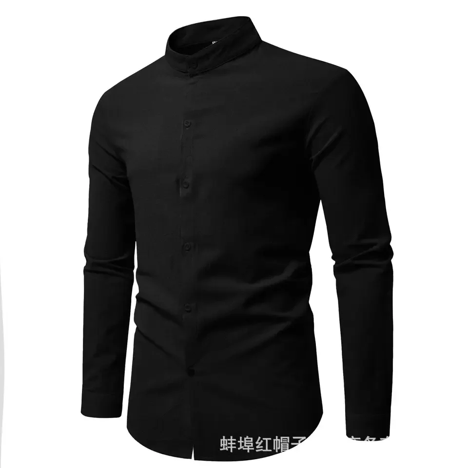 Spring New Fashion 2025 American Men's Solid Color Turn-down Collar Long Sleeve Single-breasted Casual Trendy Cotton Shirts Male
