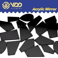 VDD 60/200Pcs Mix Size Black Acrylic Mirror Sewing Rhinestones Sew On DIY Crafts Flat Back Sewing Stones For Garment Decorations