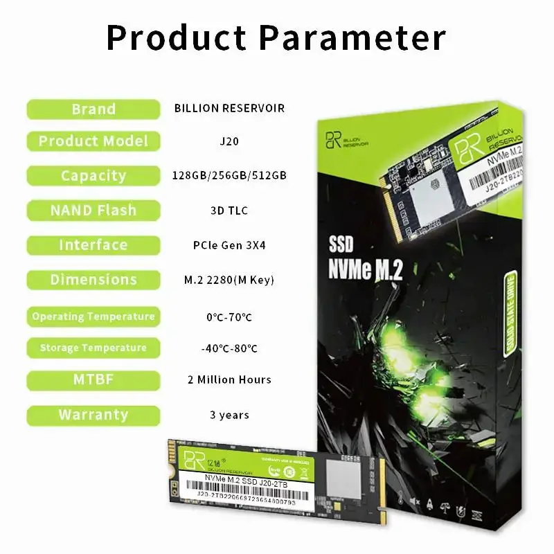 BR Solid State Drive M.2 NVMe 128G SSD J20 256GB M2 NVMe 512GB 1TB 2TB ฮาร์ดดิสก์ภายในสําหรับแล็ปท็อปเดสก์ท็อปแท็บเล็ต