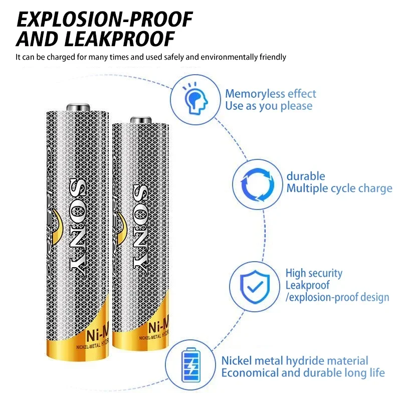 Bateria Recarregável de Grande Capacidade Sony, Substitua a Bateria 1.5V, 1.2V, AA, AAA, 4600mAh