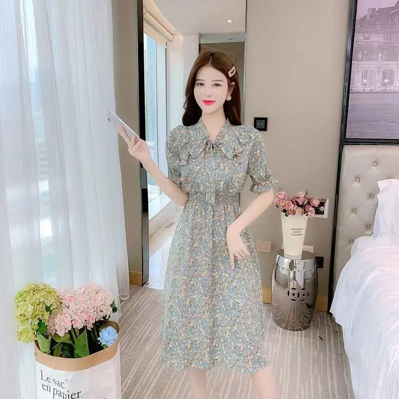 Elegante Vestido Midi con Estampado Floral, Estilo Primaveral, Estiliza y Cubre la Figura, Vestido Fresco para Mujer, Ropa Ca...