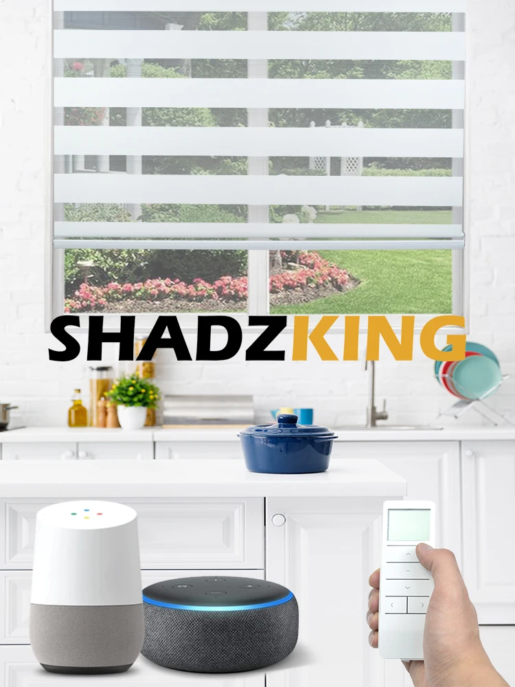 Imagem -06 - Persianas Zebra Inteligentes Personalizadas de Shadzking Persianas Alexa Compatível com Google Cortinas Elétricas Zebra Shades para Portas Deslizantes