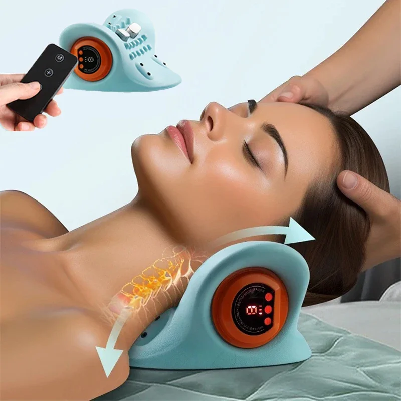 Electric Neck Stretcher Pulse Cervical Traction Relax Heating Cervical Chiropractic Traction Pillow Neck Head Acupoint Massage