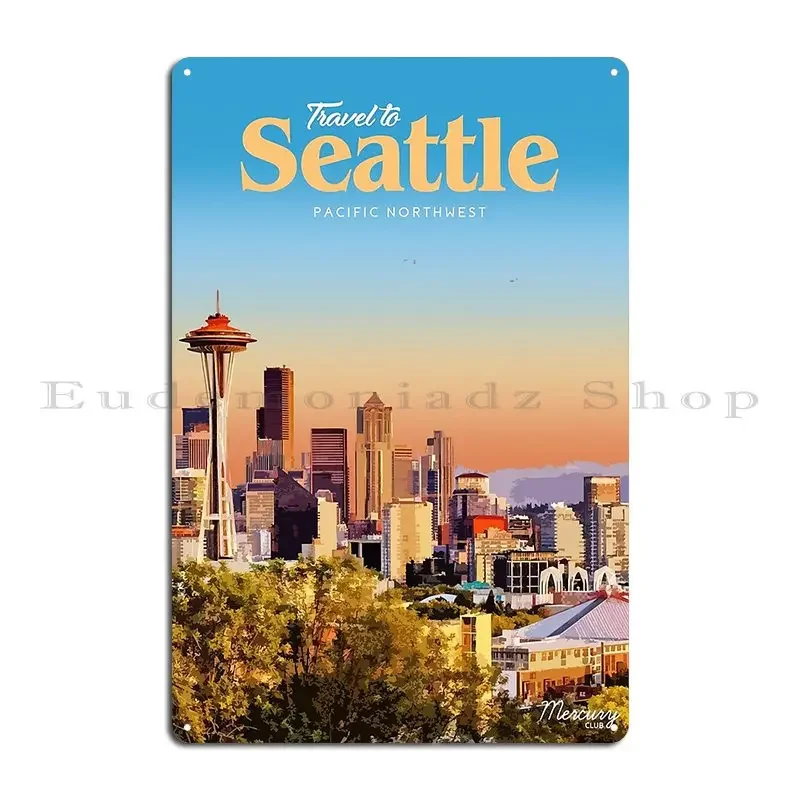 Плакат с металлической табличкой Visit Seattle, клубный бар, забавная вечеринка, гостиная, жестяная вывеска на заказ, постер