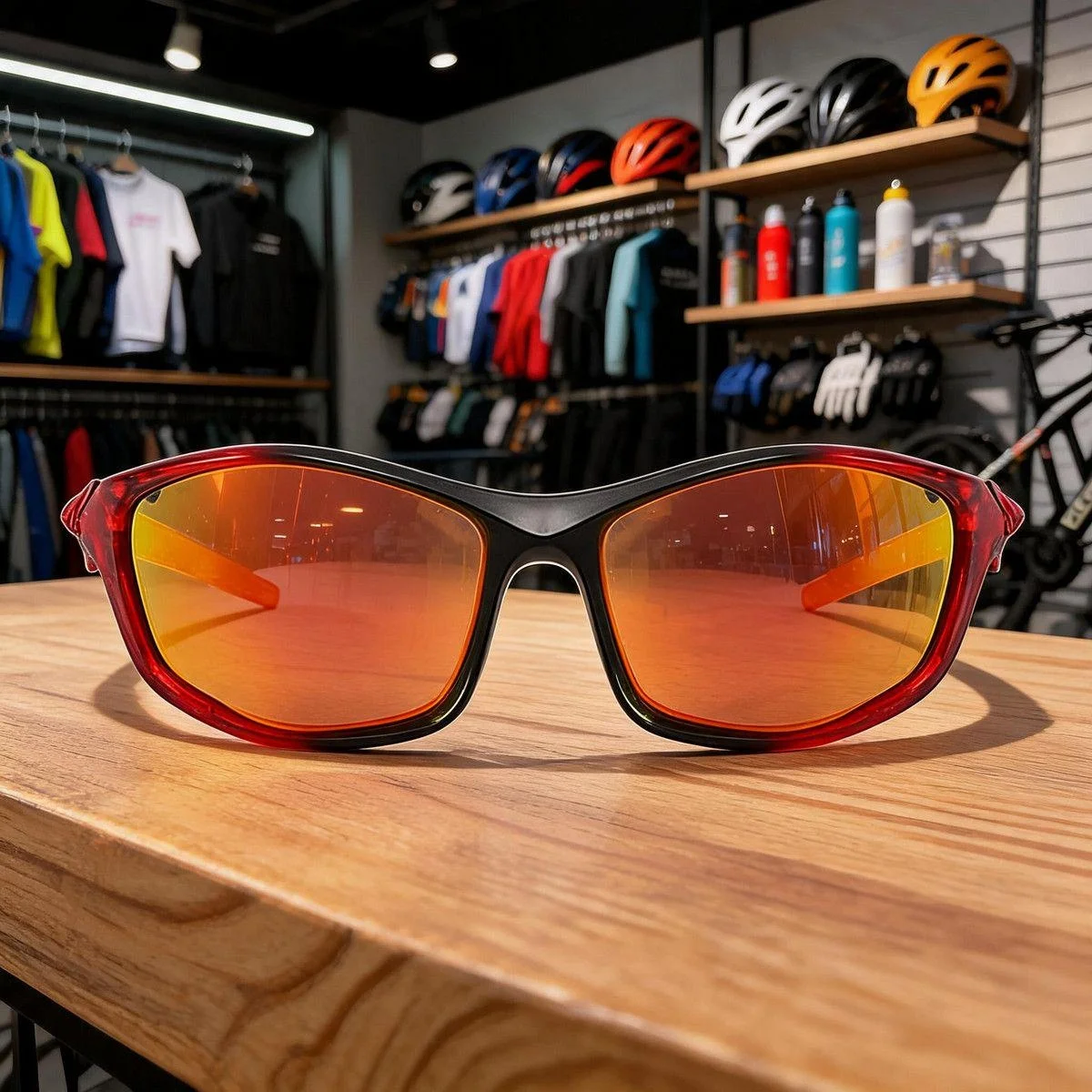 

Sports Polarized Sunglasses Men Red Frame Orange Lens PC Material UV400 Cycling Running Driving Fishing Sun Glasses Men
