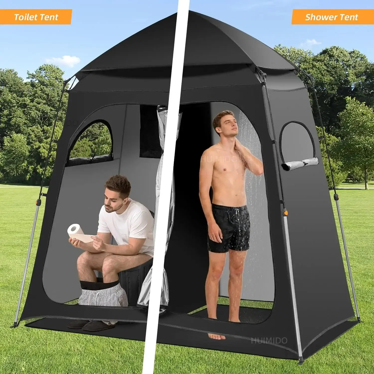 Camping Shower Tent Pop Portable Outdoor Waterproof Privacy 2 Persons Oxford Fabric Changing Toilet/Bathroom Use 4 Season