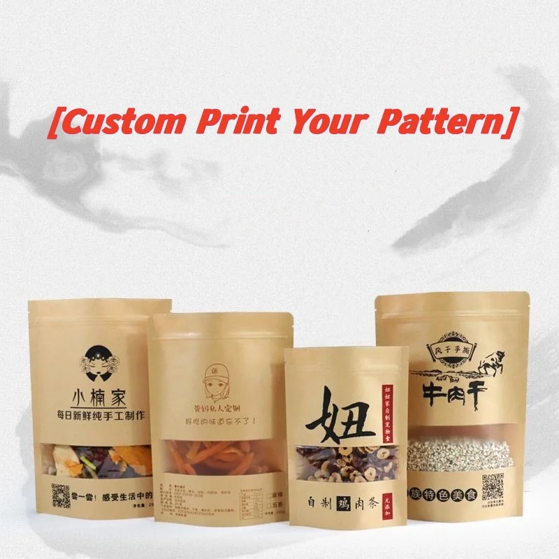 FAST Wholesale Custom Printed Kraft Paper Bag Logo Stand Up Pouch Resealable Plastic Packaging Bags For Small Business