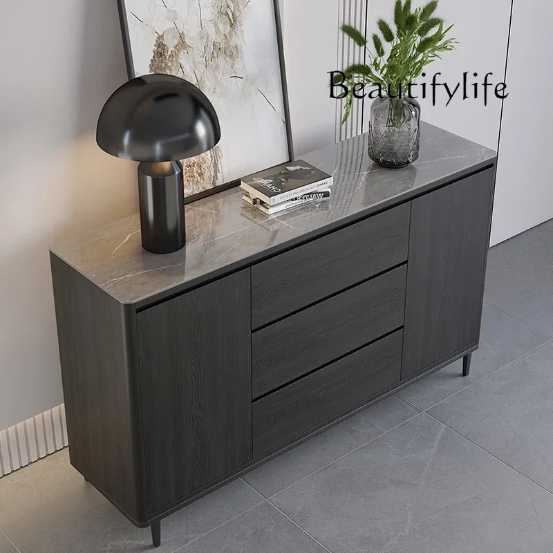 Q A الإيطالية الحد الأدنى الشمال الخشب الصلب روك بلاطة الطعام خزانة جانبية الحديثة بسيطة ضوء غرفة المعيشة الفاخرة على الحائط #3