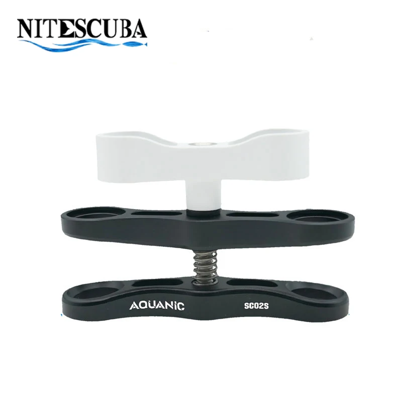 Nitescuba Diving Extended 2 Holes Clamp Butterfly Clip Extended For Ball Mount Adapter Light Arm Tray Bracket Camera Housing