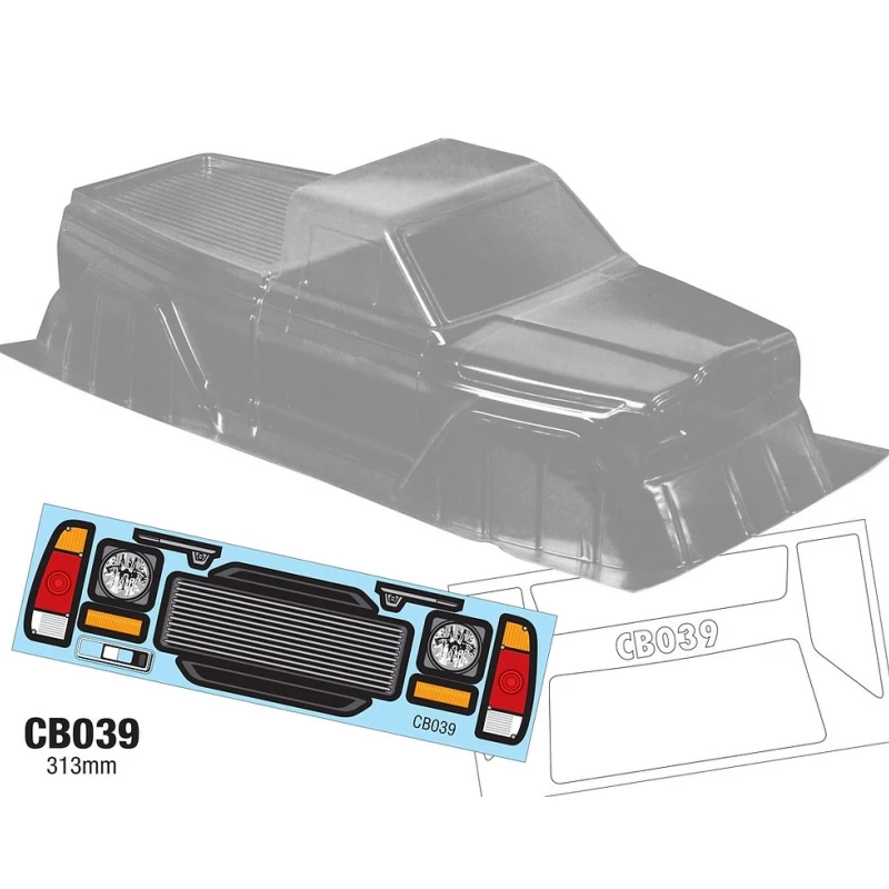 

CB039 1/10 Rock Crawler Truck Warloard Clear body shell Width 195mm for 313mm Wheelbase Traxxas trx4 Chassis SCX10 ii 90046