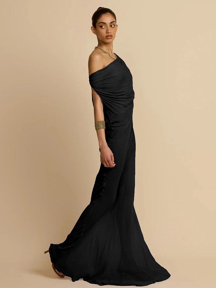 Sisterlinda Maglia Altalena Collo Maxi Abiti High Street Banchetto Sexy Backless Sheer Dritto Abito Lungo Mujer Abiti Eleganti