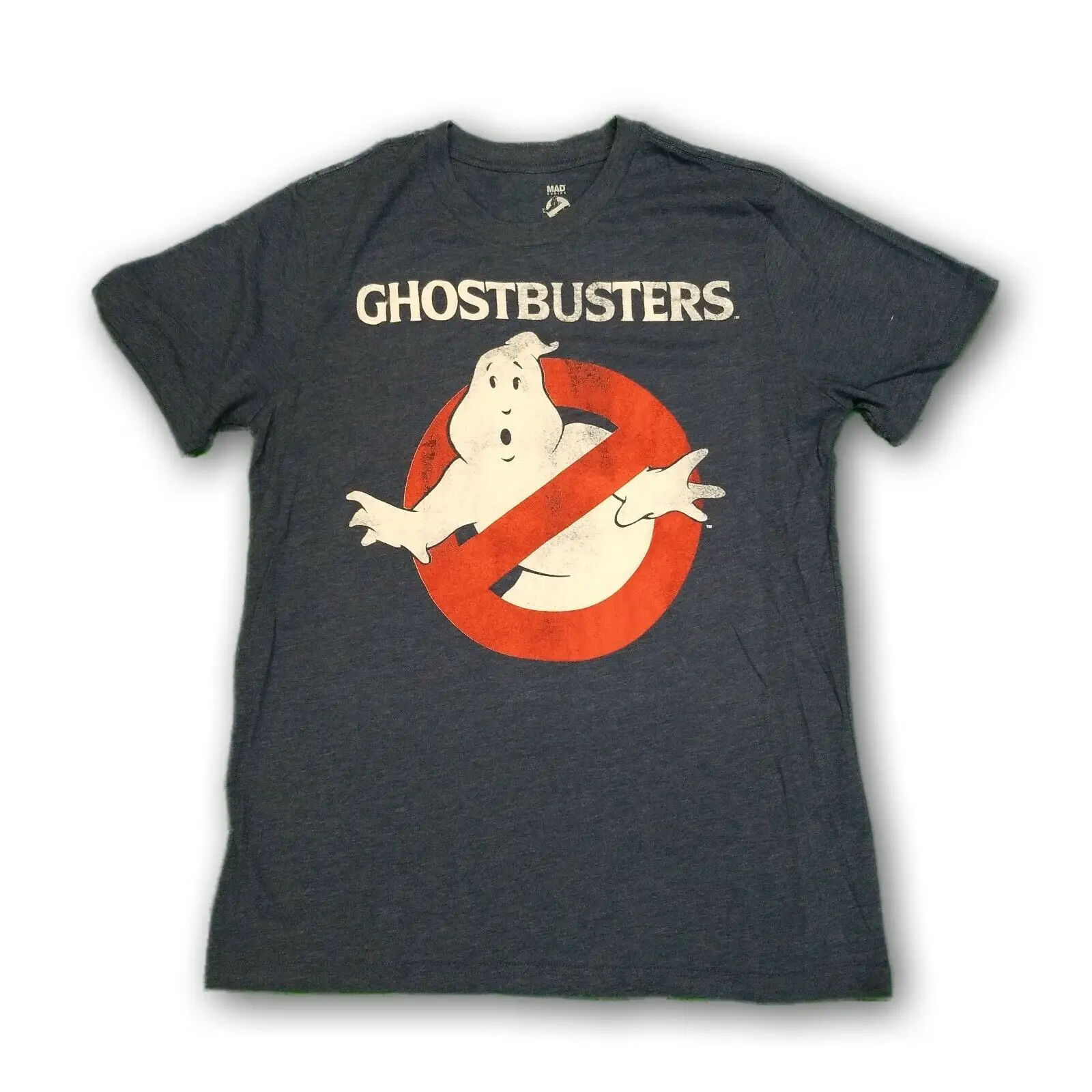 Ghostbuster Mad Engine Men's Navy Blue Heather Short Sleeve T-shirt