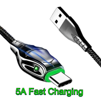 New 5a Usb-C Cable Cord Snake Head Glows 3m/2m Cord for Samsung Huawei P40 P40 Pro Xiaomi Charger 5a Type C Cable Fast Charging