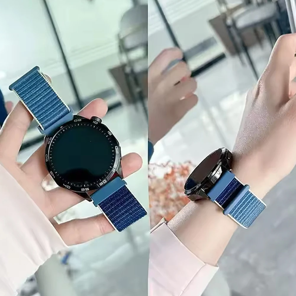 النايلون حزام (استيك) ساعة 22 مللي متر 20 مللي متر لساعة سامسونج جالاكسي 7 6 5 4 40/44 مللي متر 5 برو كلاسيك 4 6 جير S3 استبدال حزام لساعة هواوي
