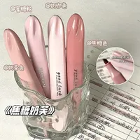 4Pcs Pastel Highlighter Set Marker Pens Lipstick Design Soft Brush Tip for Drawing Painting Office Liner School Supplies Kawaii
