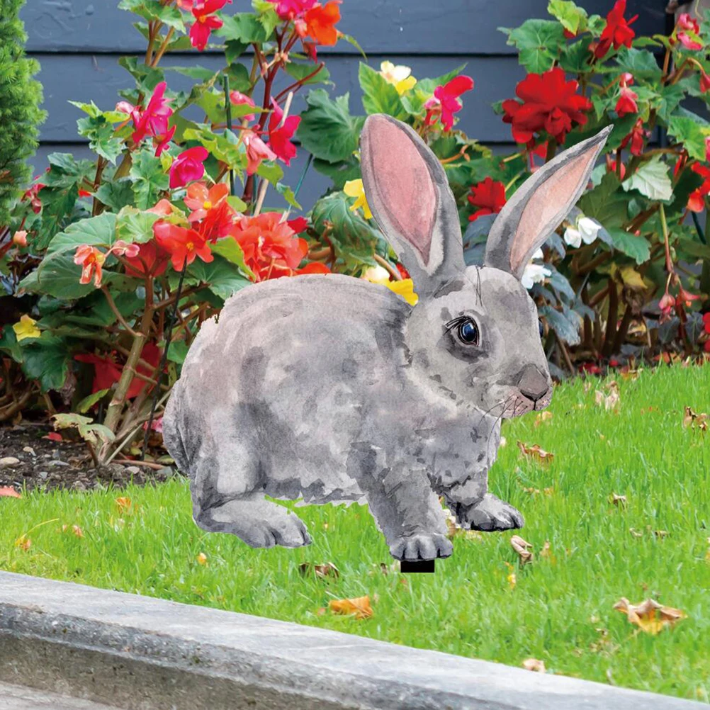 

2pcs Rabbit Yard Decoration Easter Bunny Stakes Garden Sign Outdoor Inserts Figurines Statue Acrylic Durable Easter Festival
