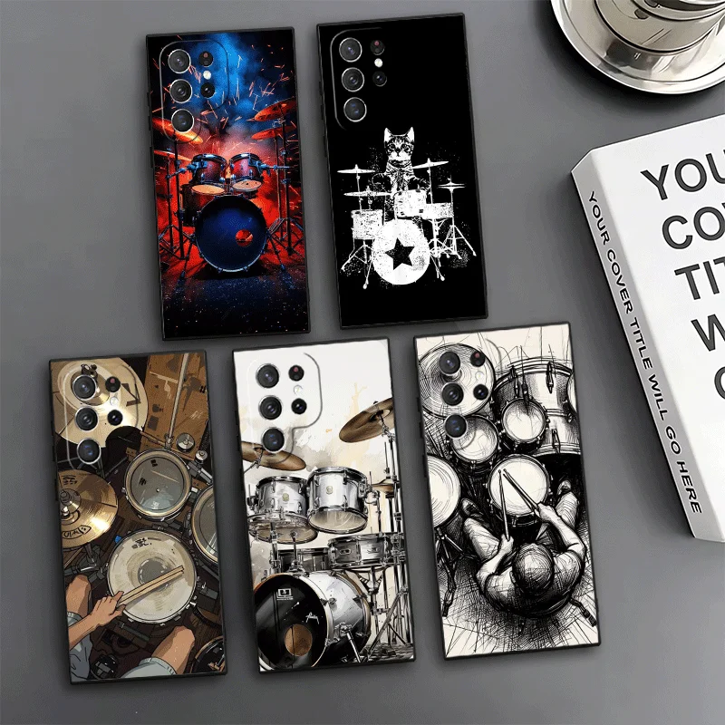 Drum Set Rock Music Phone Case For Samsung Galaxy S24 S25 S26 Ultra S23 Plus S22 S21 FE S20 + Edge Pattern Customized Cover