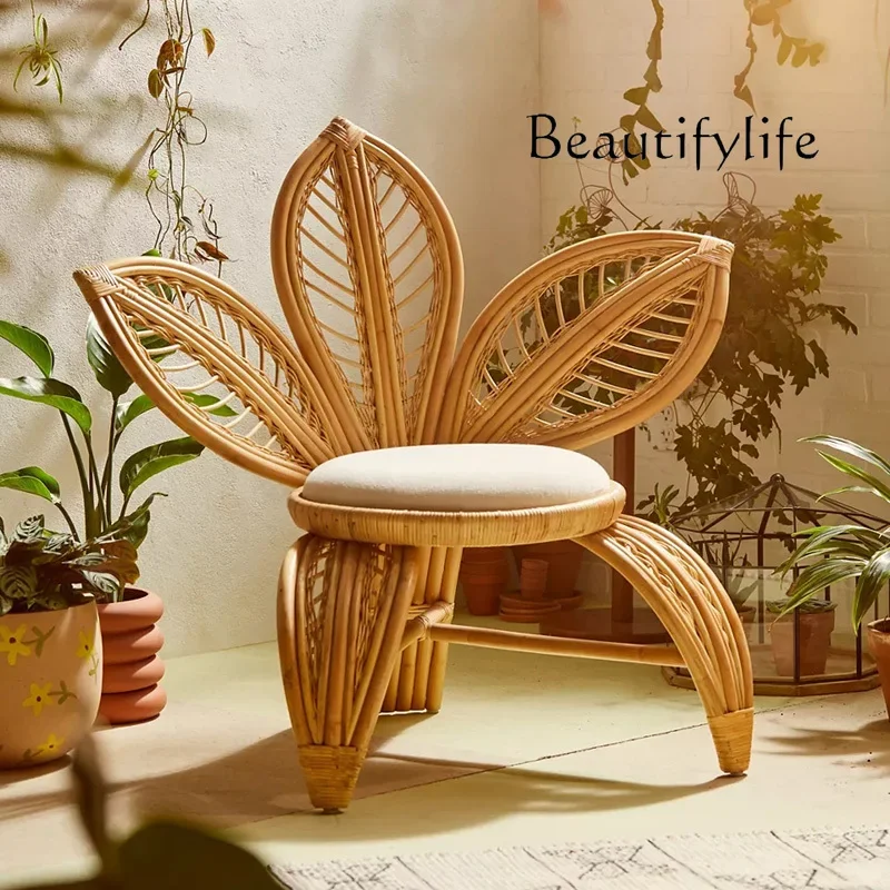 

Nordic true vine single rattan chair sofa household flower chair Indonesian natural woven rattan chair B & B