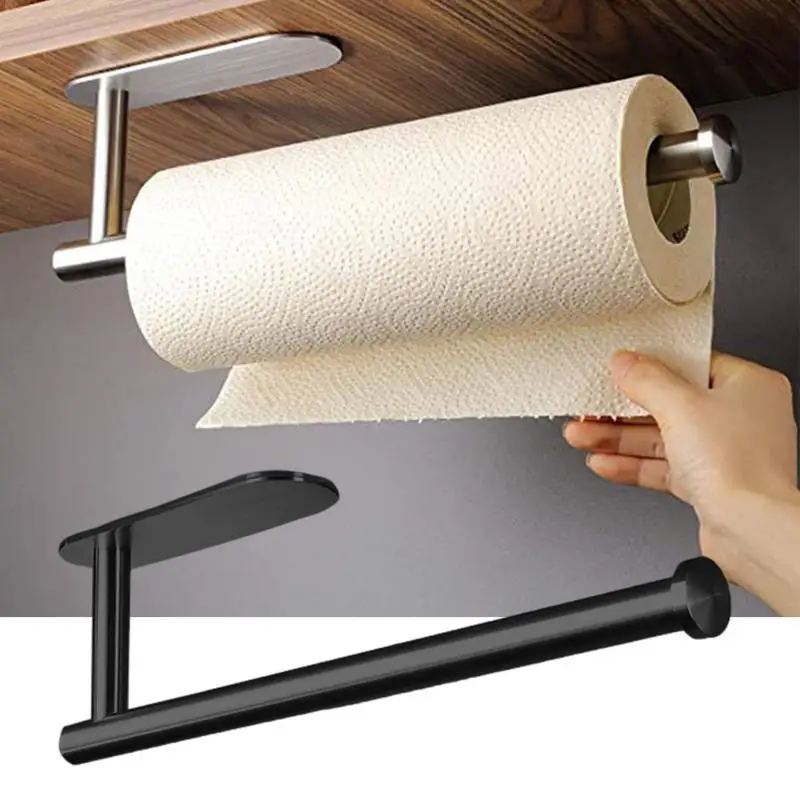 

Adhesive Toilet Paper Holder Stainless Steel Wall Mount Kitchen Roll Towel Rack Napkin Dispenser Absorbent Stand Tissue Hanger