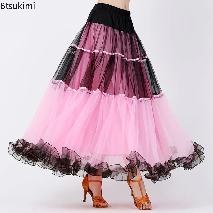 Danza moderna Gonna altalena grande Danza sociale Gonna da ballo da sala Spettacolo teatrale Abito da ballo Gonna lunga Valzer Costume da flamenco