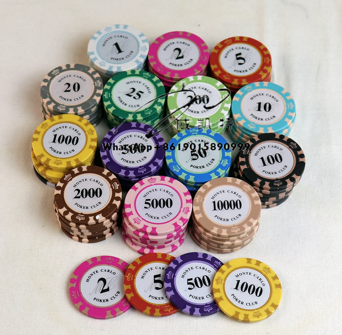 Personalized Las Vegas Monte Carlo Blank Supply 500 ABS Ceramic Token in Aluminum Case Clay Poker Chip Set With Briefcase - view 5