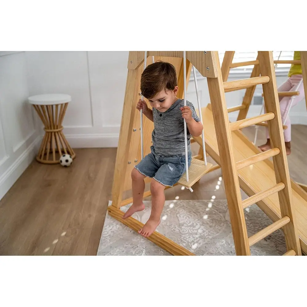 Magnólia Playground interno 7 em 1 Jungle Gym Playset para crianças de 2 a 6 anos - Slide, parede de escalada, alpinista de parede de corda, Macaco B