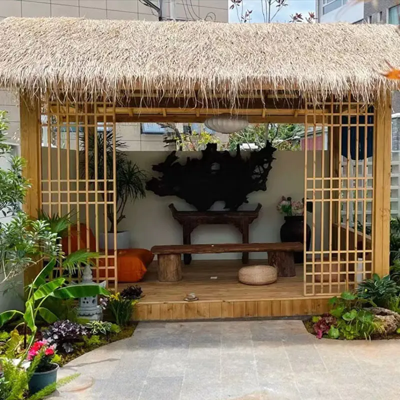 Thatched wooden house homestay landscaping tea room antique rural courtyard