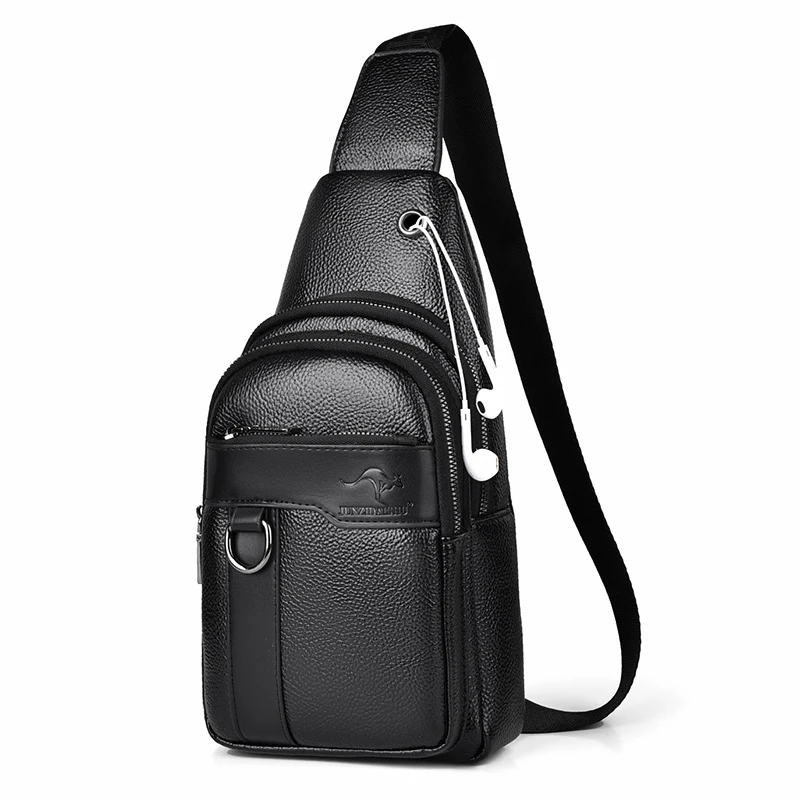 Luxury Brand Messenger Bag Men Leather Chest Bag Vintage Crossbody Shoulder Bag Outdoor Running Cycling Belt Sling Chest Bags