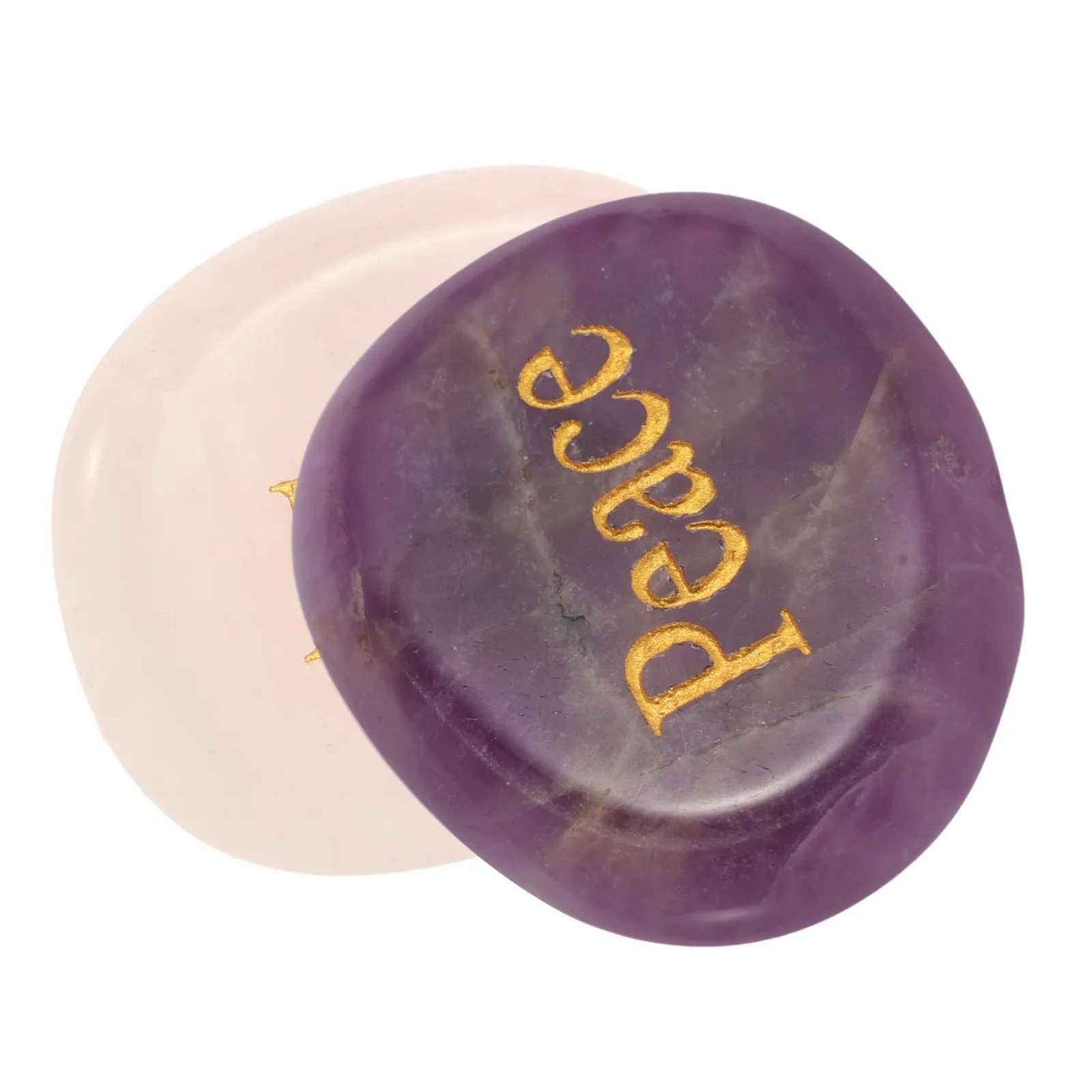 Natural Agate Healing Crystal Worry Stone Engraved with Peace Symbol Tactile Texture Real Stone for Mental Wellness Emotional