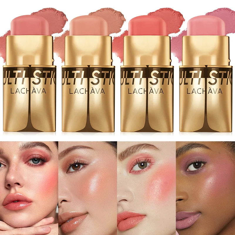 Pudaier 3-In-1 Berry Blush Stick,Waterproof, Color Correction Benefits Multifunctional Makeup for Cheek, Eye, Lip