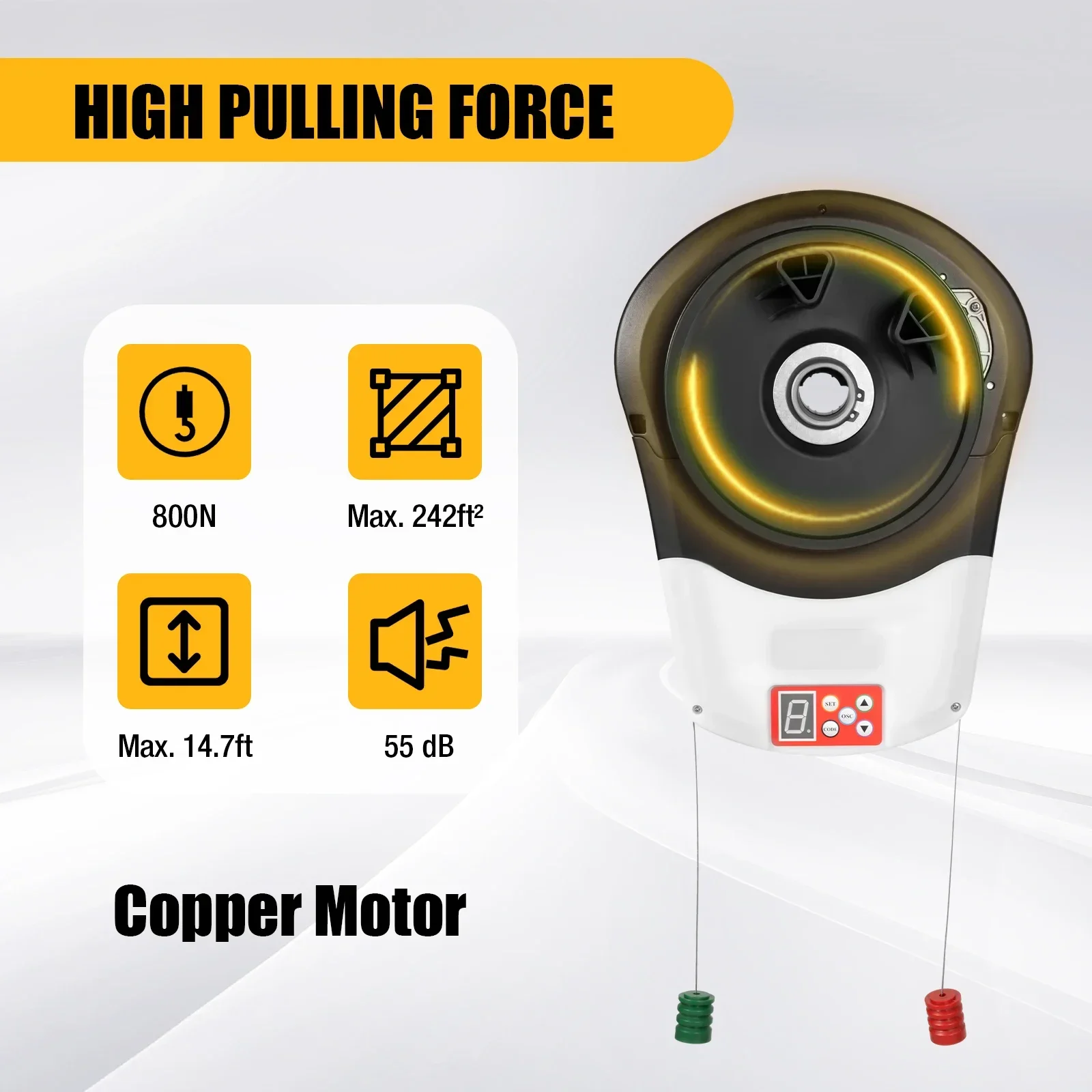 Motor Magnet Permanen 24V DC + 2 Remote, Pembuka Pintu Garasi Otomatis, Kit Pembuka Pintu Garasi Gulung