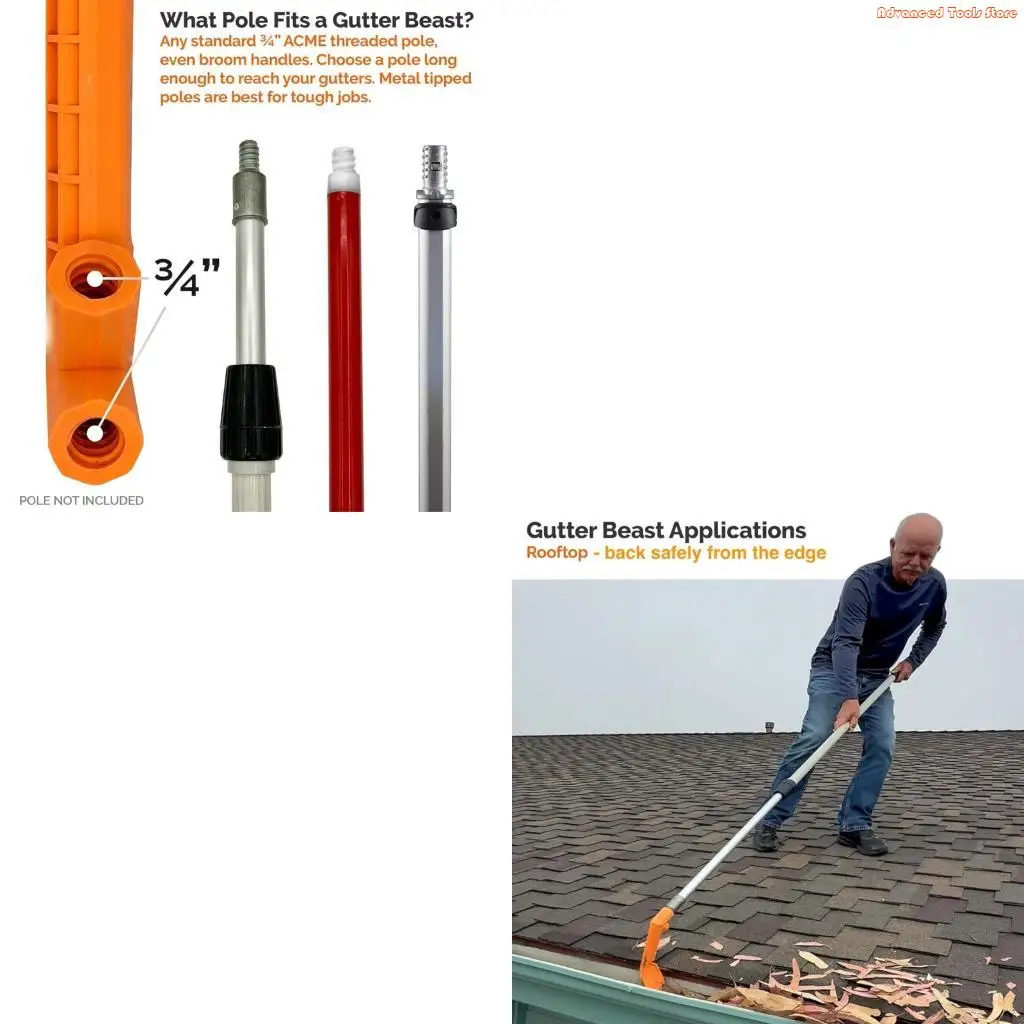 

Легкий крючок для чистки желобов из АБС-пластика с двойными полюсами, дизайн отверстий для очистки дренажных желобов и сеток