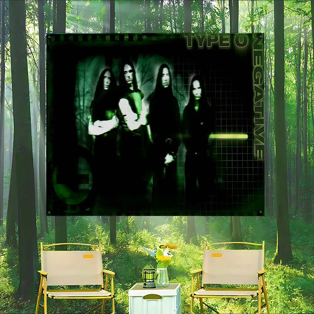 Classic  Metal Band T-Type O N-Negative Large Size Shop Art Promotion Advertising Booth Flag Hanging Banners