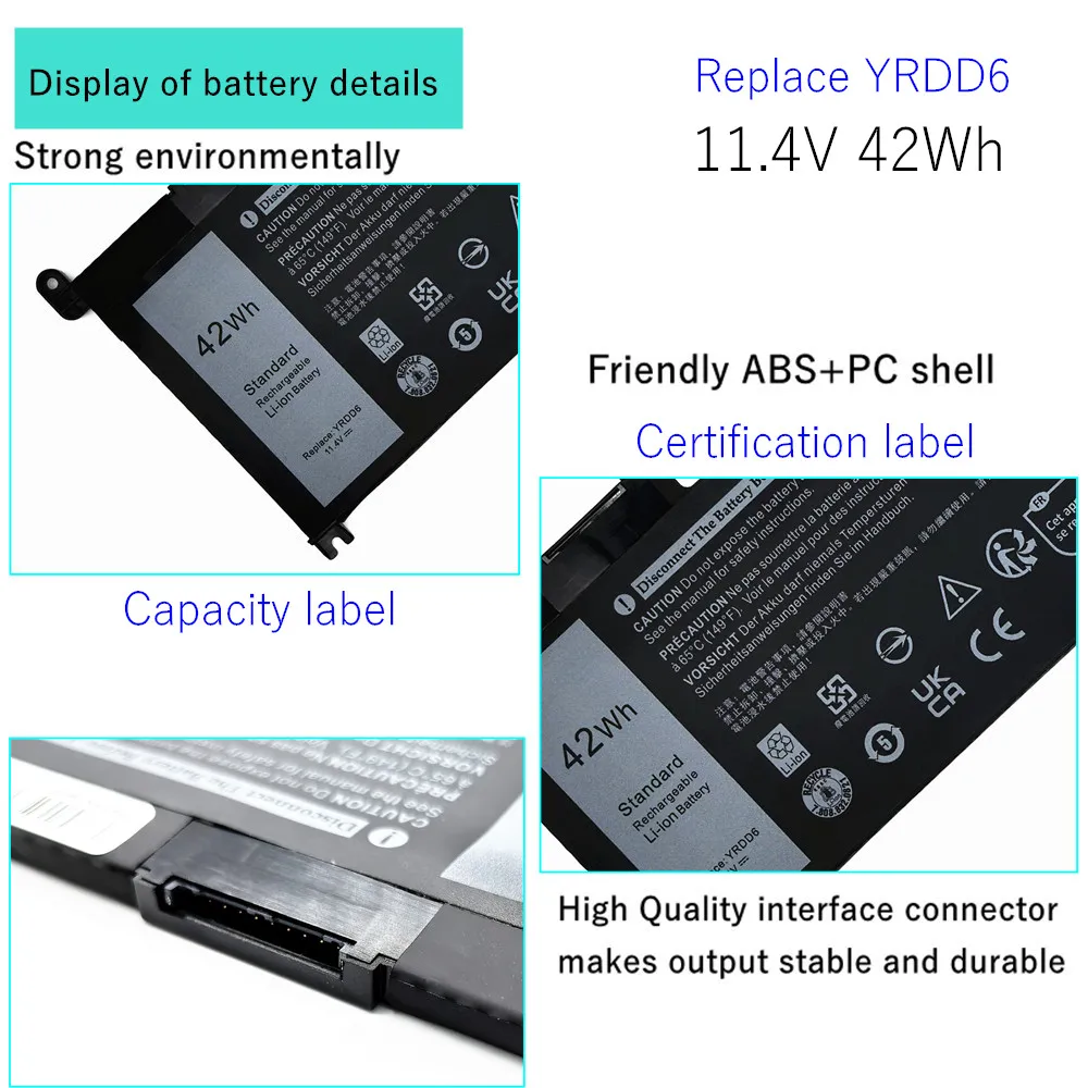 Quick Send Laptop Battery For Dell Inspiron 5491 3493 5590 5493 5584 3582 3583 3593 17 3793 5480 5485 5481 2-in-1 YRDD6 VM732