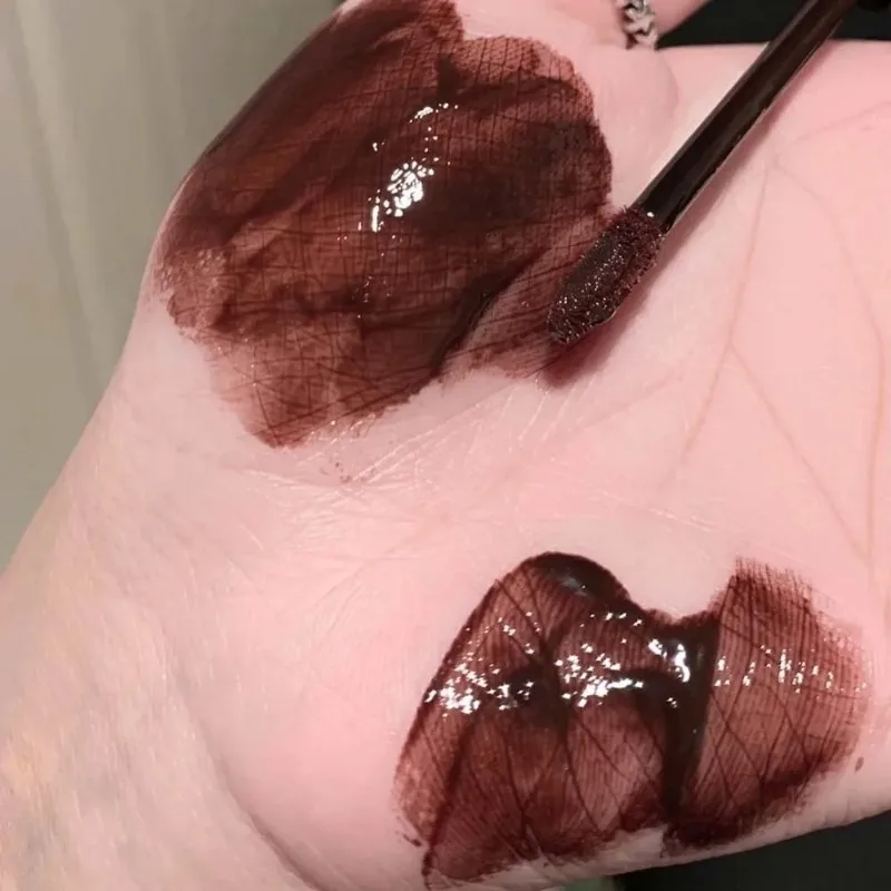 Crystal Punk Dark Red Lip Gloss Mirror Moisturizing  Lip Glaze Non-Sticky Chocolate Red Cherry Watery Plumping Shine Lip Tint