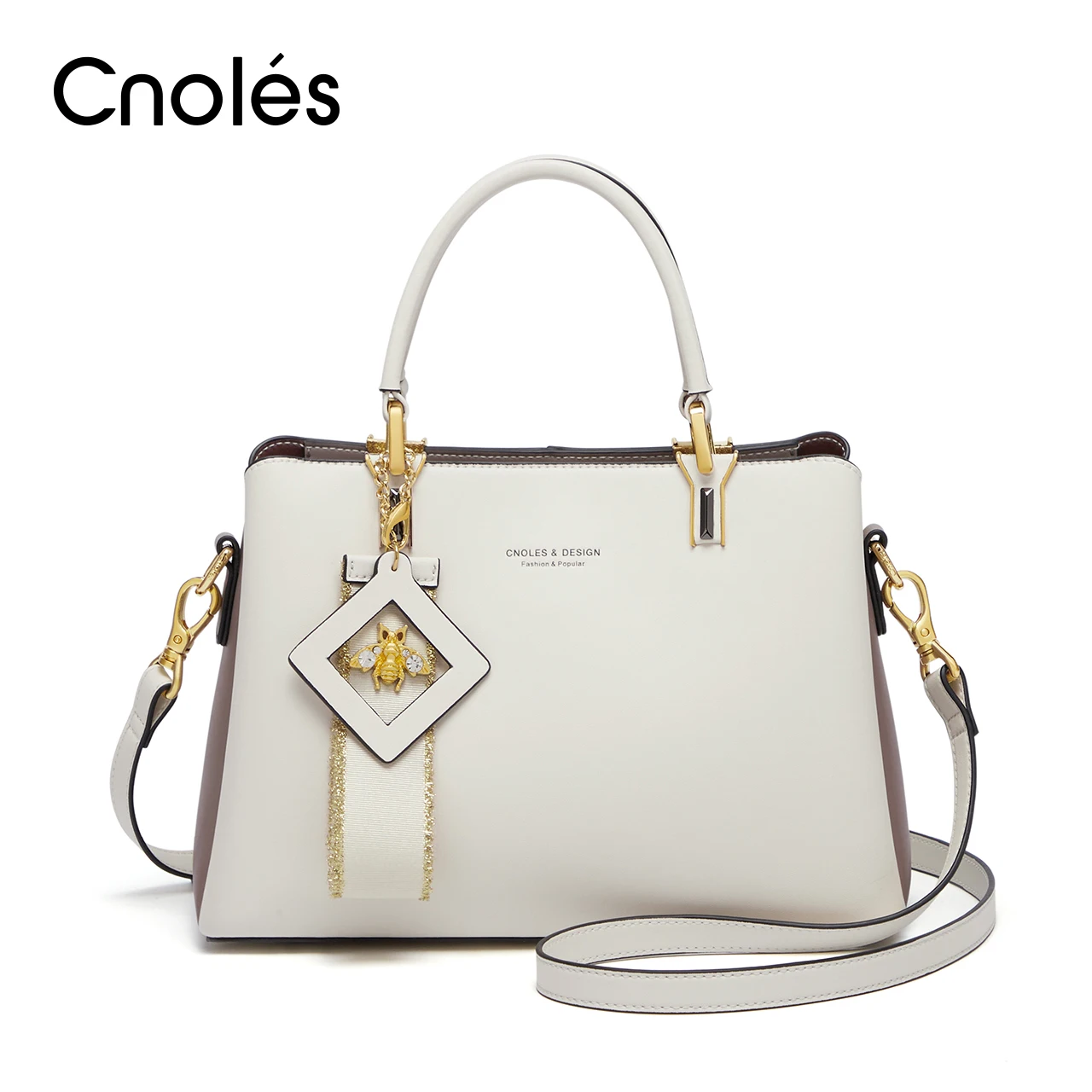 Cnoles-bolsa de ombro de couro feminina, bolsa elegante, de grande capacidade, marca de luxo, nova, 2022