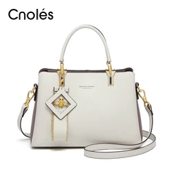 Cnoles New Elegant Women Handbag 2022 Brand Large Capacity Lady's Top Handle Bags Luxury Designer Leather Shoulder Bag