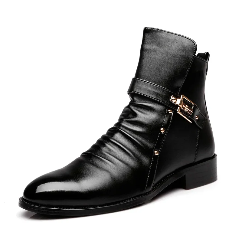 Luksusowe męskie buty Chelsea Moda Spiczaste buty męskie Wysokiej jakości buty biznesowe Casual Retro Skórzane męskie buty motocyklowe